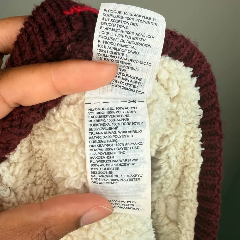 The North Face Neck Gaiter Burgundy Fair Isle Sherpa Fleece Lined Winter OS